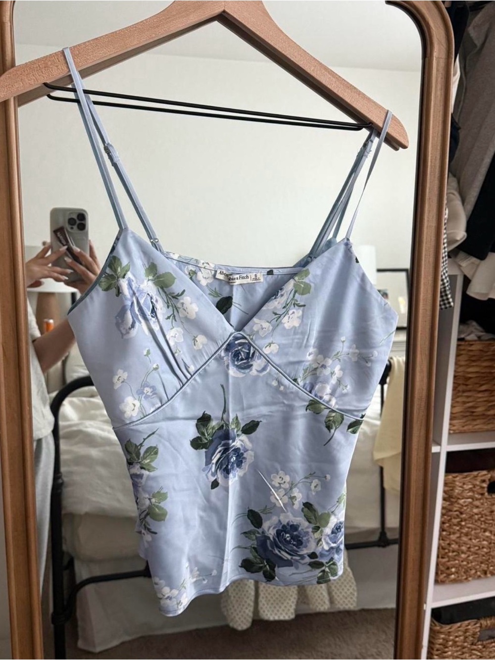 abercrombie and fitch womens blue vintage floral sleep cami top silk size small